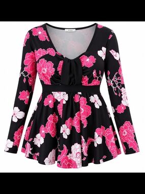 Rosegal Floral Peplum Blouse – Size 14 – New With Tags